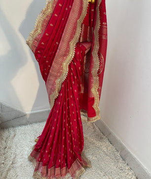 Authentic Banarasi premium mashru silk saree with Gold Zari weaving beautiful