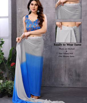 GEORGETTE READY TO WEAR SAREE WITH LACE WORK AT LOWEST PRICE