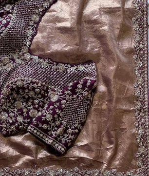 Stunning Pure Soft Designer metallic Silk Saree