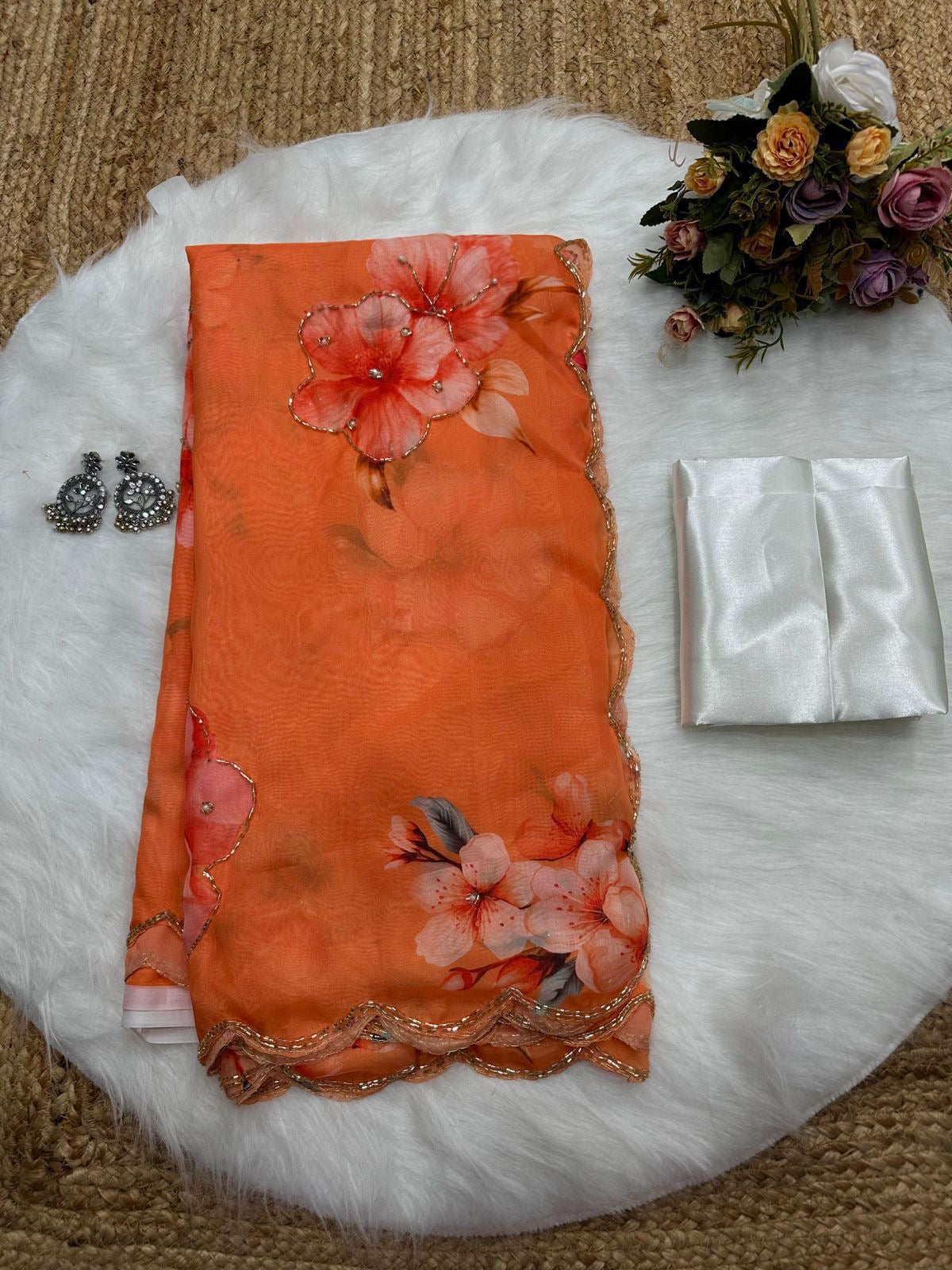 New Tebi silk with designer handwork saree