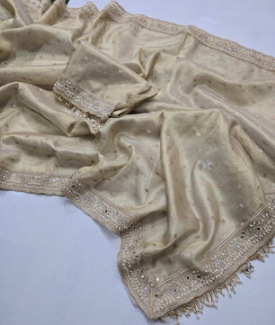 Banarasi tissue silk saree with all over chunri but