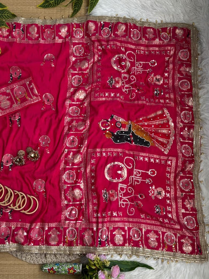 Very Pretty Nd Beautiful Women wearing this Red colour hit karvachauth saree