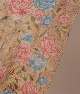 Pure Jimmicho Organza Tissue Fabric With Multi colour threads Embroidery & cutwork borders*