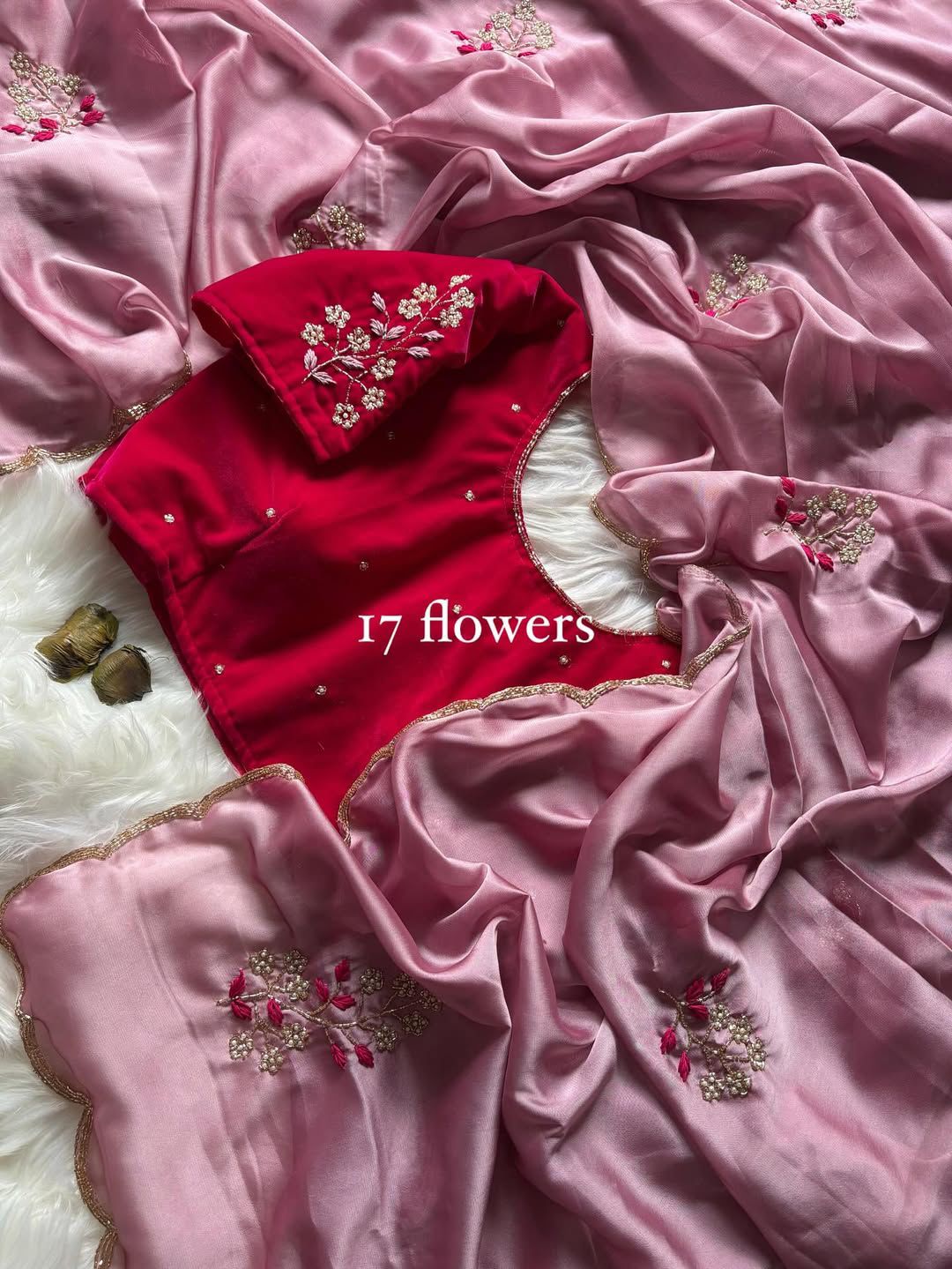 Soft rangoli silk saree with beautiful handwork cover with hand thread work and Unstich velvet blouse with handwork