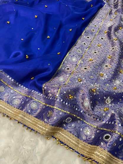 Premium Tissue Saree with ghoongru work