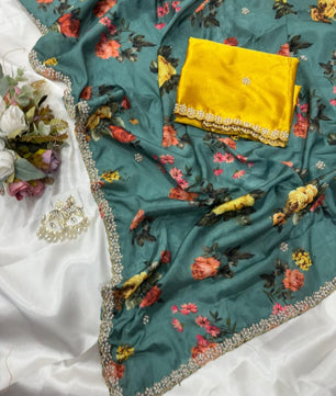 New demanded Moti work printed saree