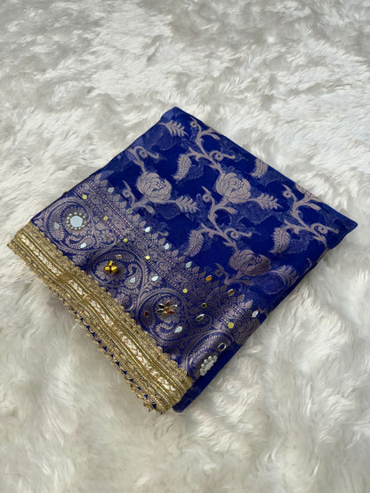 Premium Tissue Saree with ghoongru work