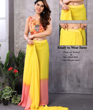 GEORGETTE READY TO WEAR SAREE WITH LACE WORK AT LOWEST PRICE