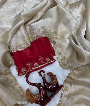 Soft Zimmi choo Saree in heavy hand work