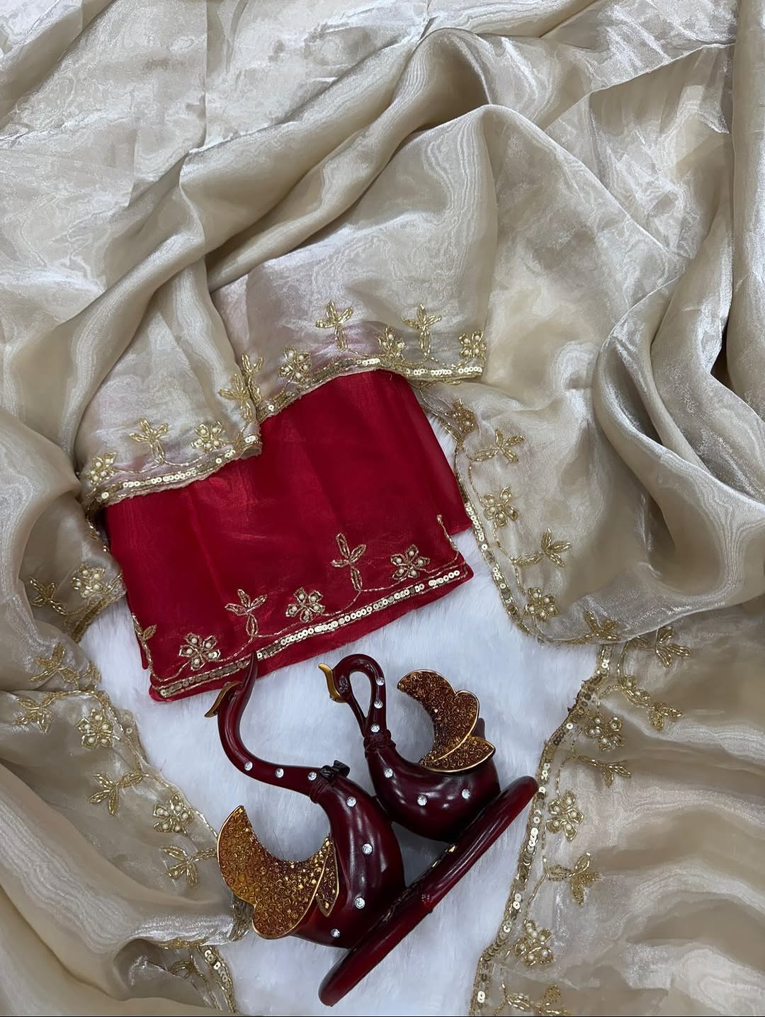 Soft Zimmi choo Saree in heavy hand work