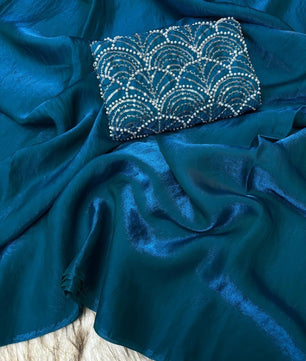 Beautiful saree in space silk fabric