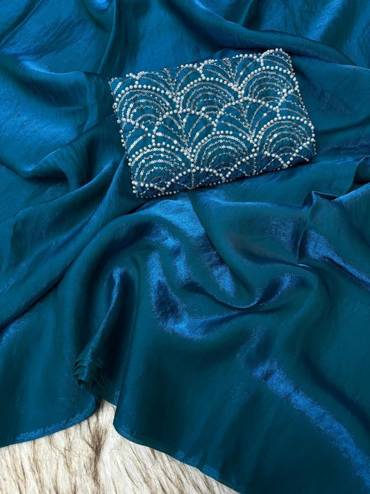 Beautiful saree in space silk fabric