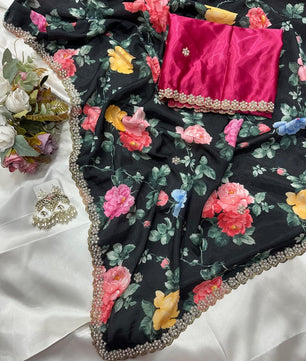 New demanded Moti work printed saree