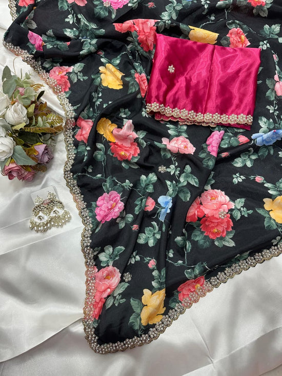 New demanded Moti work printed saree