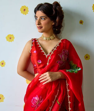 ✨Pure soft tebby silk with beautiful flower print & cutdena + pear handwork