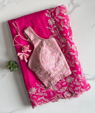 Premium Chanderi saree with multi thread embroidery work on pallu