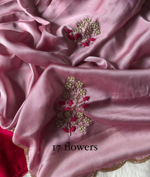 Soft rangoli silk saree with beautiful handwork cover with hand thread work and Unstich velvet blouse with handwork