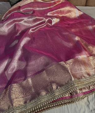 Janhavi Kapoor Inspired Saree in banarasi tissue silk