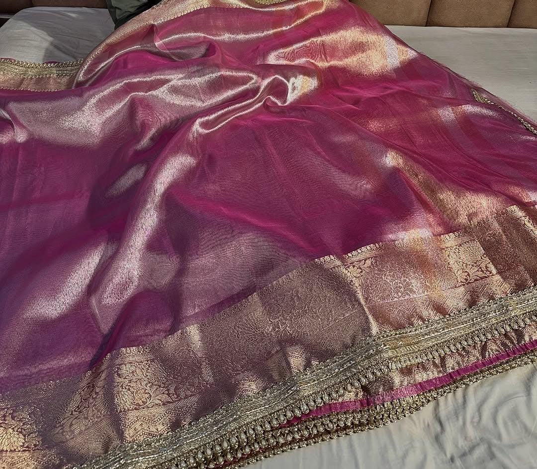 Janhavi Kapoor Inspired Saree in banarasi tissue silk