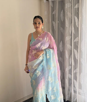 Beautiful dual shade silk saree