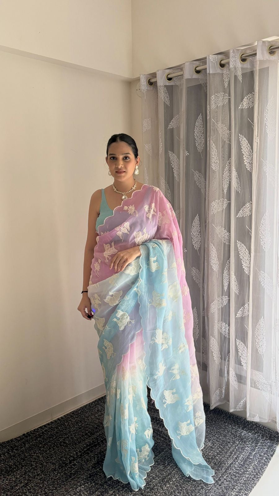 Beautiful dual shade silk saree