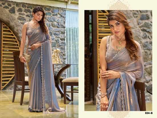 Satin saree with Swarovski Diamond Work