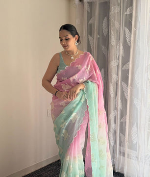 Beautiful dual shade silk saree