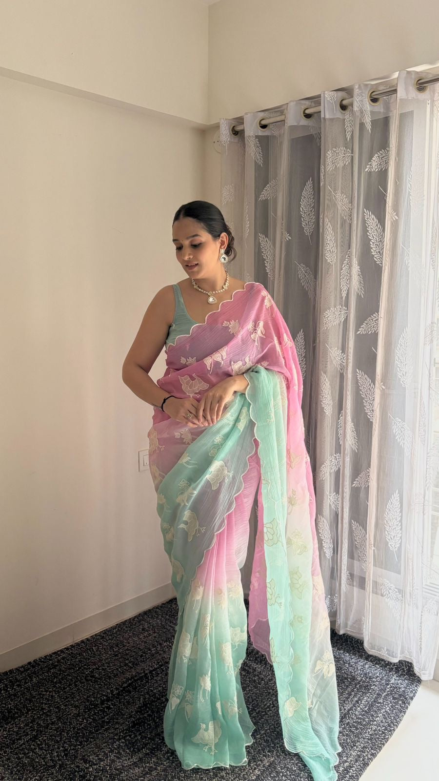 Beautiful dual shade silk saree