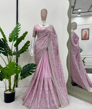 Designer Saree on Havy Chinon Silk Febric