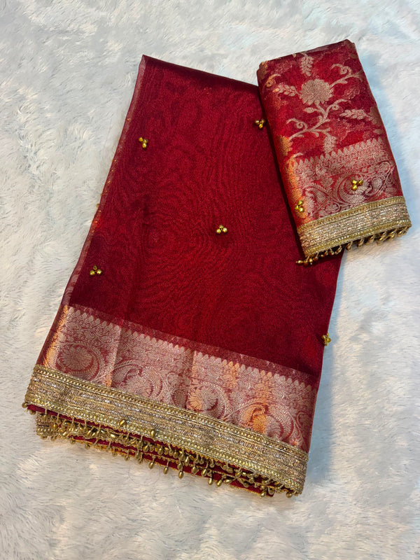 Viral Ghungroo Saree in tissue Silk fabric