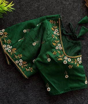 Beautiful handwork all over front nd sleves with designer handwork in blouse