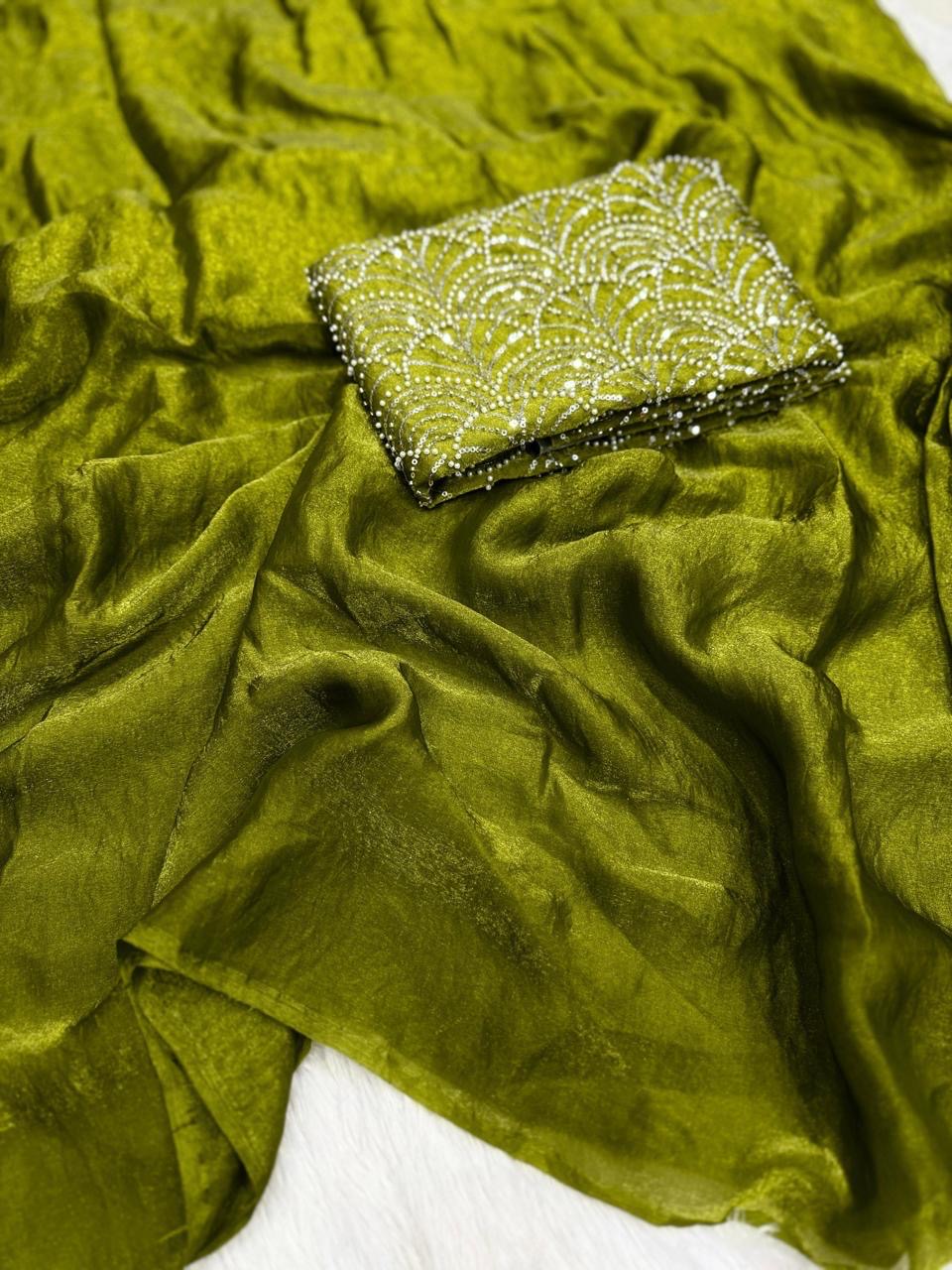 Beautiful saree in space silk fabric