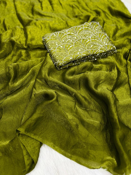 Beautiful saree in space silk fabric