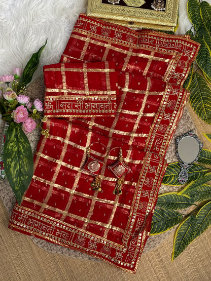 beautiful pretty women wearing Pure viscose Georgette Weaving foil zari with weaving chokda saree with beautiful tassels
