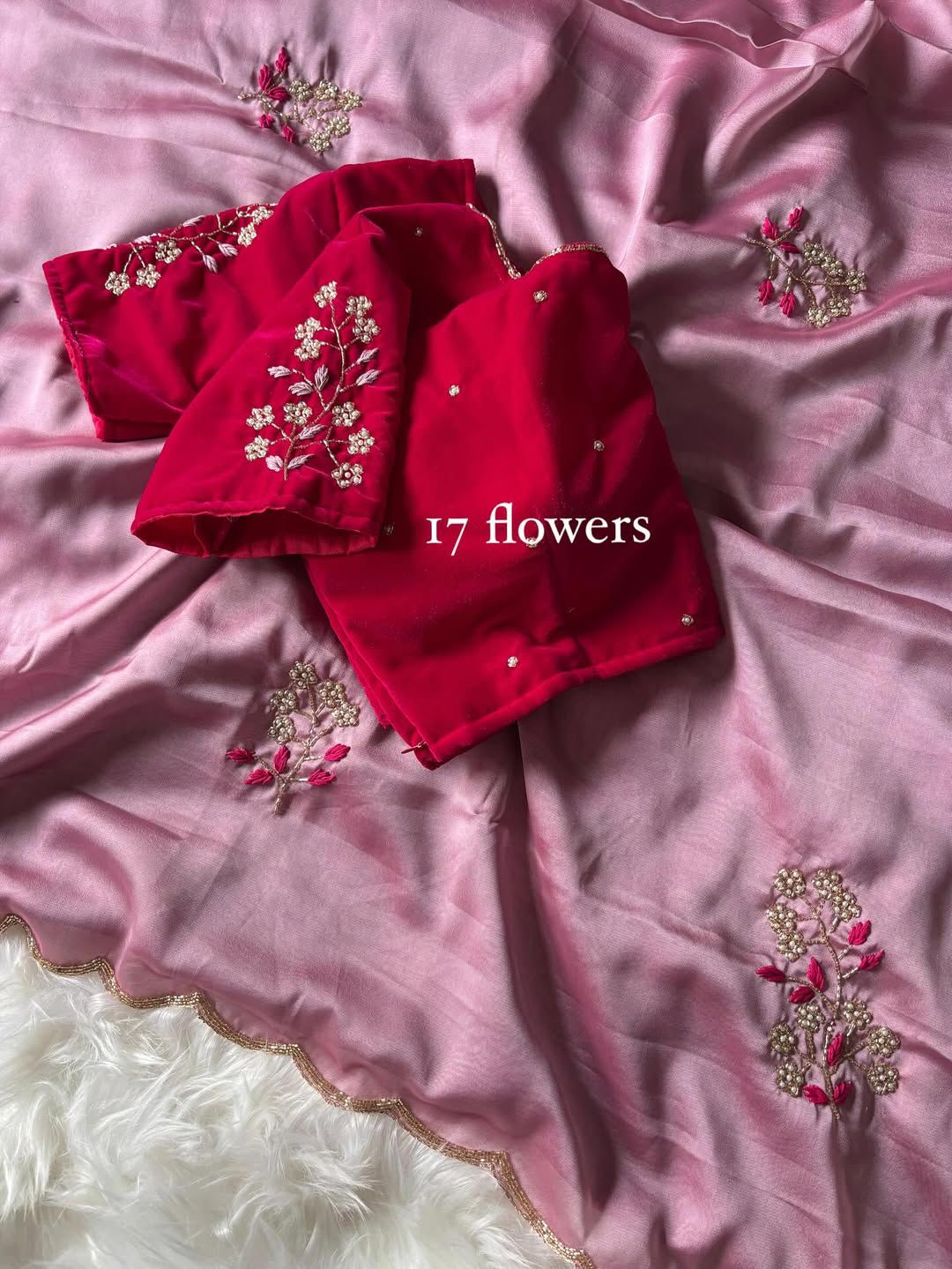 Soft rangoli silk saree with beautiful handwork cover with hand thread work and Unstich velvet blouse with handwork