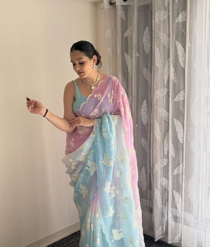 Beautiful dual shade silk saree