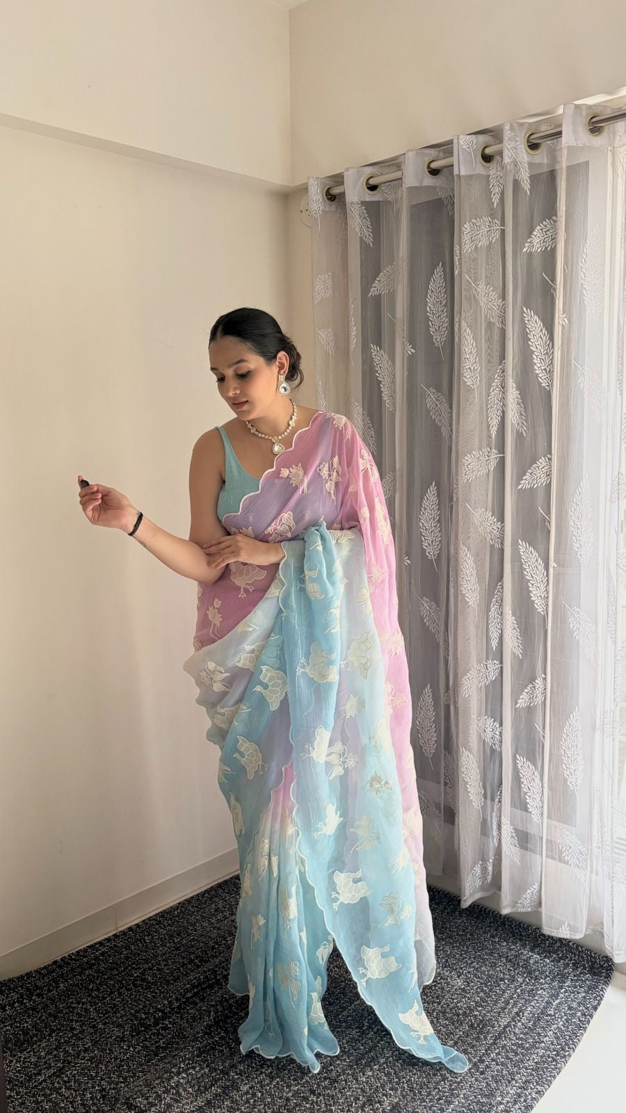 Beautiful dual shade silk saree