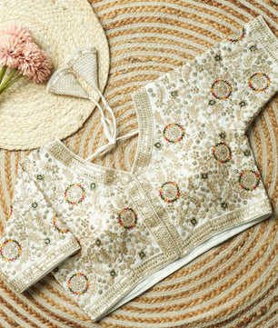 Beautiful multi work with sequence all over blouse