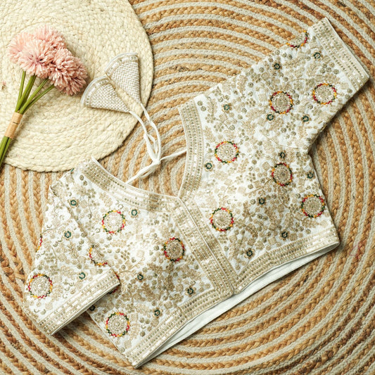Beautiful multi work with sequence all over blouse