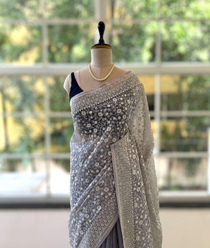 Shimmer  silk fabric chikankari work