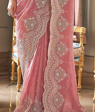 Gold cruncy soft Silk & Enhanced With embroidery work