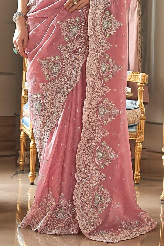 Gold cruncy soft Silk & Enhanced With embroidery work