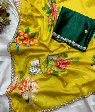 New demanded Moti work printed saree