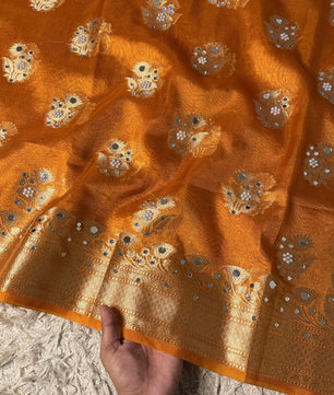Masterpiece Glass Tissue Banarasi *Handwork* Stone, Mirror Work Saree