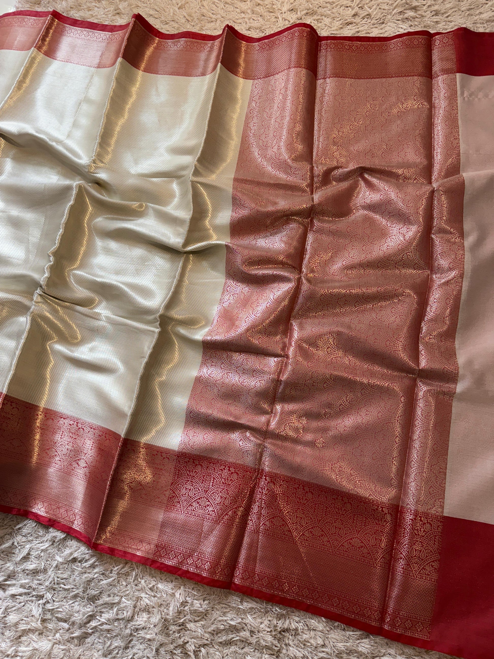 Kanjeevaram Banarasi Broacade Semi Katan Tanchui Silk Saree