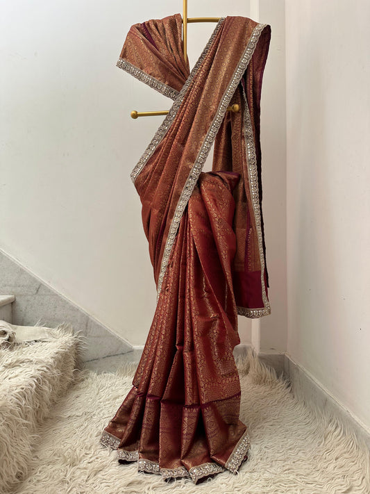 Authentic kanjivaram brocade tissue saree