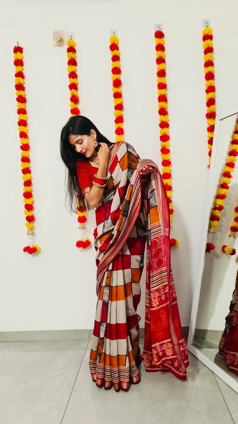 Beautiful Viscose  Chanderi Saree
