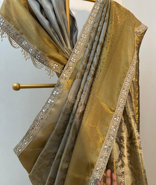 Authentic kanjivaram brocade tissue saree