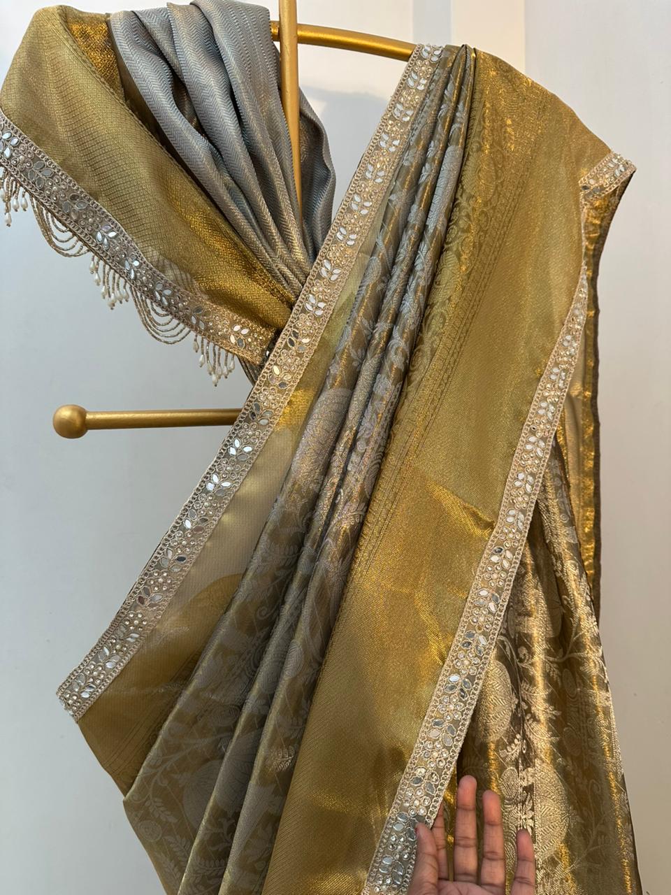 Authentic kanjivaram brocade tissue saree