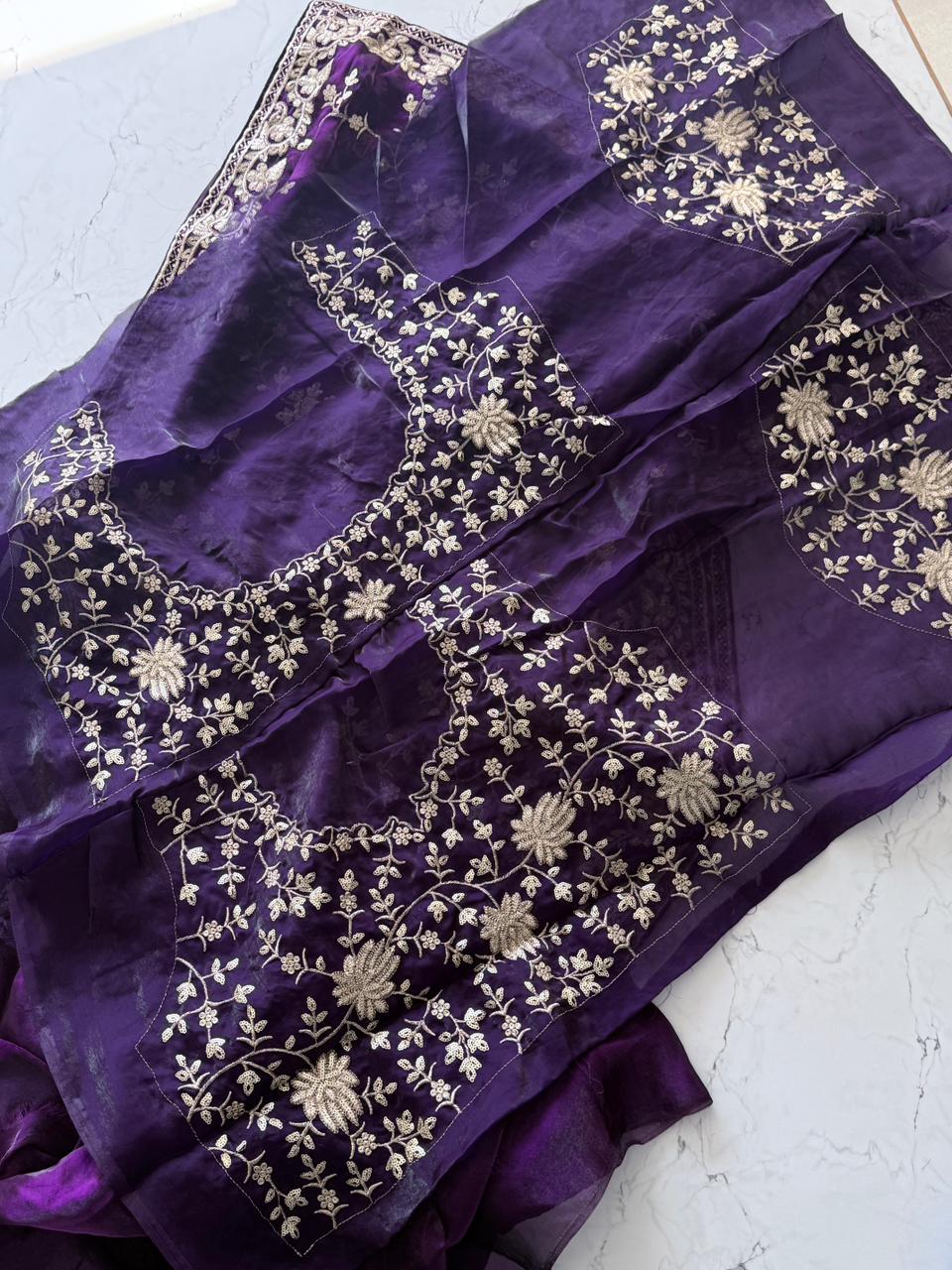 Primium Pure Fendi Satin Saree With Mutly Thread and Sequence Work